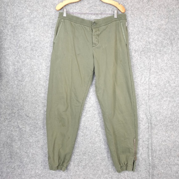 Orlebar Brown Mens Pants Large‎ Green Ankle Zip Street Jogger Performance 35/28